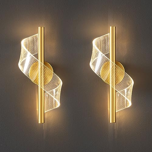 YKSJDFH Kreative LED Wandlampen Moderne Nachtwandleuchte Gold Metall Veranda Wandlaternen Schlafzimmerlampe Innen 11,8 Wandleuchte für Schlafzimmer Badezimmer von YKSJDFH