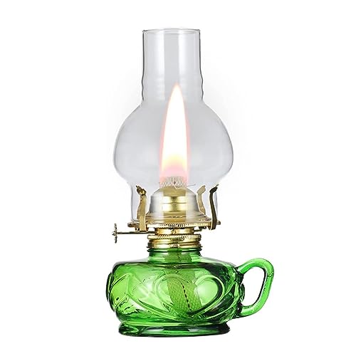 YKSJDFH Rot/Grüne Öllampen, Vintage-Bauernhaus-Kerosinlampe mit Griff, klassische Öllaterne, Notfall-Öllampe, verstellbare Petroleumlampen, 9,8 Zoll, tragbare Umgebungsbeleuchtung für Wohnzimmer von YKSJDFH