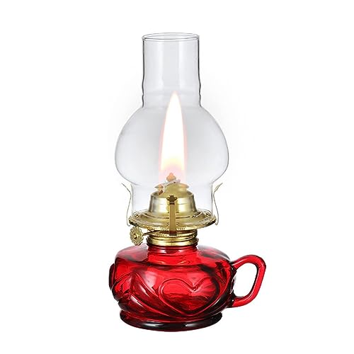 YKSJDFH Rot/Grüne Öllampen, Vintage-Bauernhaus-Kerosinlampe mit Griff, klassische Öllaterne, Notfall-Öllampe, verstellbare Petroleumlampen, 9,8 Zoll, tragbare Umgebungsbeleuchtung für Wohnzimmer von YKSJDFH