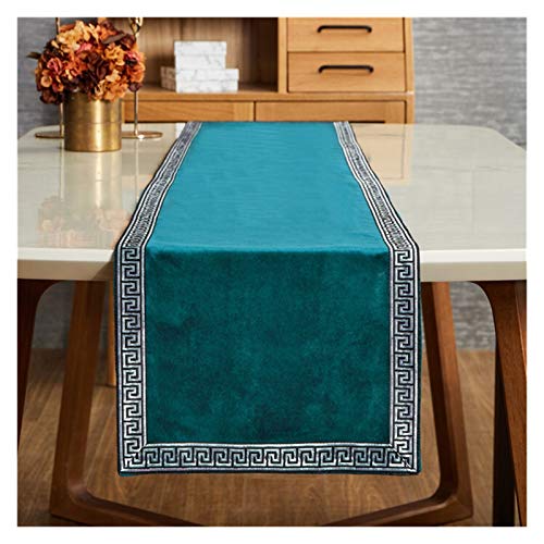 YMYGCC TischläUfer Teal-Tischläufer Modernes geometrisches Luxus-Bett-Läufer-Tuch-Rechteck Weiche Esstisch-Dekoration für Hochzeitsfeier 17 (Color : Teal, Size : 33x183cm) von YMYGCC