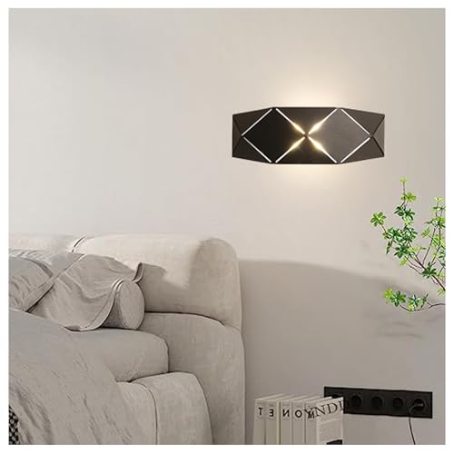 YNDD LED Wandleuchte Innen, Up and Down Wandlampe 6W, 3000K Warmweiß Modern Schwarz Metall Wandspot, Aushöhlen Design Eisen Wandlicht, Bettlampe Wand für Wohnzimmer Schlafzimmer Treppen Balkon Flur von YNDD