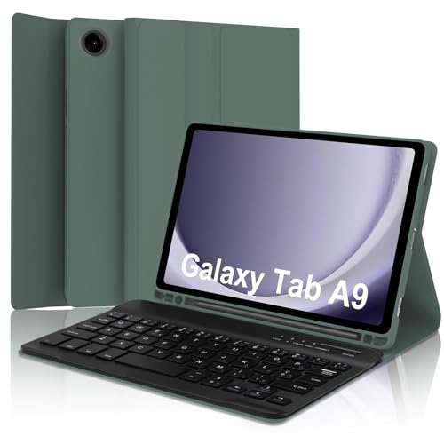 YNNHUDEEP Tastatur Samsung Galaxy Tab A9 8,7 Zoll, Samsung Tab A9 Lte Tastatur, italienische Bluetooth-Tastatur, abnehmbar, für Samsung Galaxy Tab A9 2023 8,7 Zoll 2023, Dunkelgrün von YNNHUDEEP