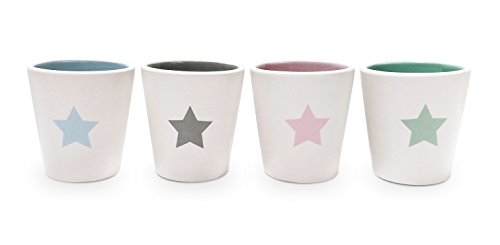 YOKO DESIGN 1404 Etoile Set 4 Tassen Espresso Keramik weiß 5,7 x 5,7 x 6,2 cm von YOKO DESIGN