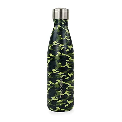 YOKO DESIGN Isolierflasche Edelstahl, Edelstahl, rostfrei, Camouflage, 500 ml von YOKO DESIGN