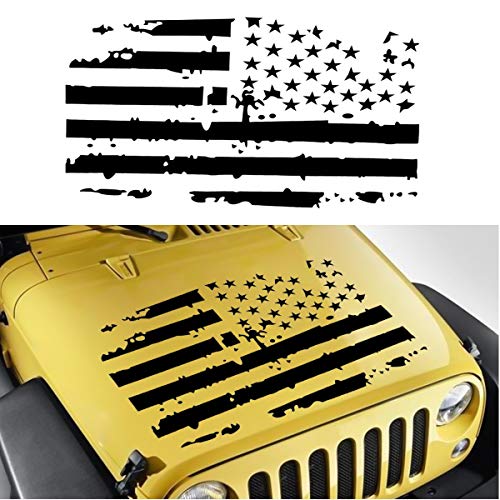 YONGYAO Auto Amerikanische Usa Flagge Hood Blackout Vinyl Aufkleber Aufkleber Für Jeep/Wrangler Jk Tj Yj - Matt-Schwarz von YONGYAO