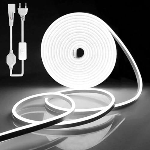 YOODI Neon LED Strip 2M, 230V LED Strip Outdoor Kaltweißes Licht LED Flexible Lichtleisten 120LED/M, PVC Schneidbare Wasserdichte IP65 Neonlichter für Indoor Outdoor, Inklusive Netzteil von YOODI