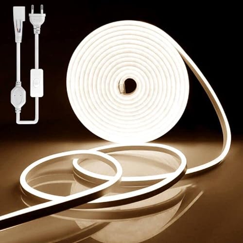 YOODI Neon LED Strip 2M, 230V LED Strip Outdoor Neutrales Licht LED Flexible Lichtleisten 120LED/M, PVC Schneidbare Wasserdichte IP65 Neonlichter für Indoor Outdoor, Inklusive Netzteil von YOODI