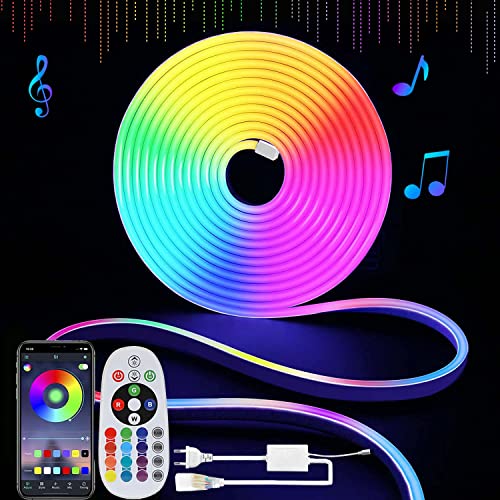 YOODI RGB Neon LED Streifen 20M, LED Strip Aussenbereich mit Bluetooth App-Steuerung, Musik-Sync, DIY Shape Design, PVC Schneidbare Wasserdichte IP65 Neonlichter für Indoor Outdoor, Inklusive Netzteil von YOODI