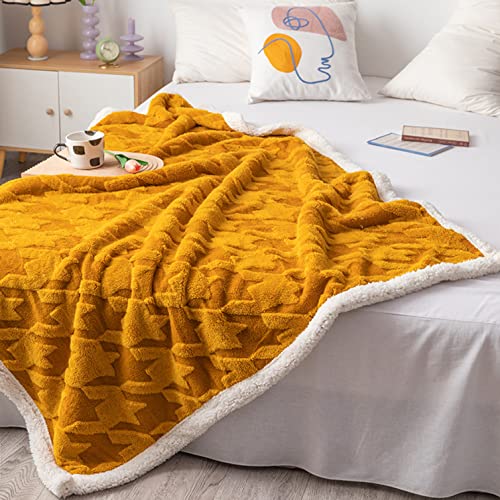 Winter Sherpa-Fleece Decke, Super Warm Kuscheldecke Weich Sofadecke Luxus Wohndecke für Sofa Sessel -gelb-150 × 200 cm (59 × 78 Zoll) von YOPOIY