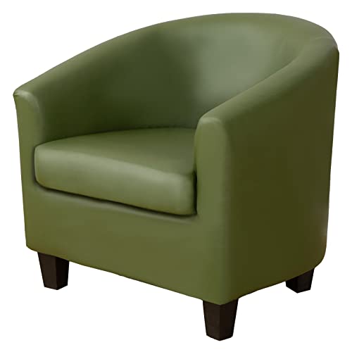YOPOIY 2 Stück Sesselbezug PU-Leder mit Kissenbezug, Stretch wasserdicht Sesselhussen, Abnehmbarer Sessel-Möbelschutz für Wohnzimmer -grün von YOPOIY