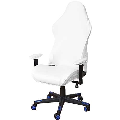 YOPOIY Gaming Stuhl bezug mit Armlehnenbezug Lederstretch Computerstuhl Sitzbezug für Computer Reclining Racing Abnehmbar Gaming Stuhlhussen -Weiss von YOPOIY