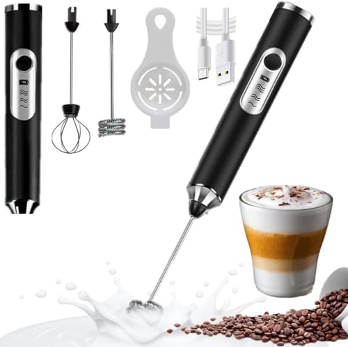 YOPOTIKA Milchaufschäumer Elektrisch,USB Melektrischer Schneebesen 3 Einstellbare Geschwindigkeiten Edelstahl für Kaffee Cappuccino Latte Heiße Schokolade von YOPOTIKA