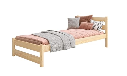 YOUKO Kinderbett 190x80 aus Kiefernholz - Montessori Bett Schlichten Stil - Kinder Bett für Jungen und Mädchen - Holzbett Kiefer Ohne Matratze von YOUKO