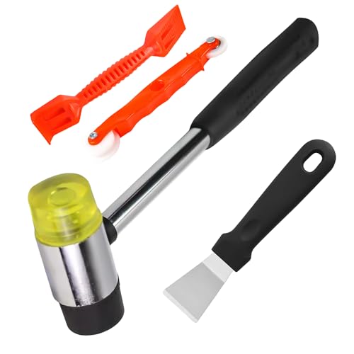 YOYIAG Fensterverglasungs-Werkzeug-Set: 4 x Hammer Nylon Hammer Verglasung Werkzeuge Verglasung Paddel, rote Fensterrolle und Meißel, Multifunktions-Fensterverglasung Werkzeug-Kit von YOYIAG