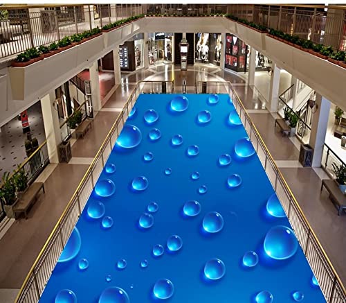 3D-Bodenwandbilder Selbstklebende Tapete Wasserdicht Badezimmer Wasserdichte Tapete 3D Blau Wassertropfen Boden Pvc Selbstklebende Tapete Heimtextilien, 300 X 210 Cm Wanddeko Wandsticker Set Für Bab von YRLGRX