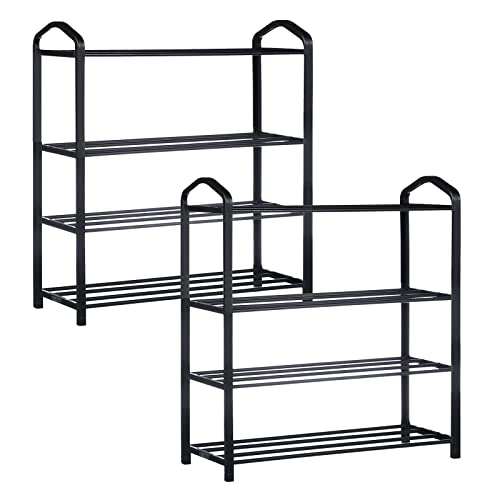YSSOA 4-Tier Stackable Shoe Rack, 12-Pairs Sturdy Shoe Shelf Storage , Black Shoe Tower for Bedroom, Entryway, Hallway, and Closet,2-Pack von YSSOA