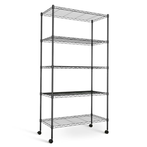 YSSOA Heavy Duty 5-Shelf Shelving Unit, 30" W x 14" D x 61" H, 5 Tier, Black, 1 Pack, 1 Pack von YSSOA