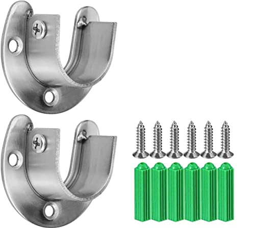 YSTrillion 2 Stück Edelstahl U-förmige Halterung,Rundrohr Halterung for Schrankrohr Stange,Kleiderschrank Kleiderstange für Kleiderbügel,Duschvorhangstange 32mm von YSTrillion