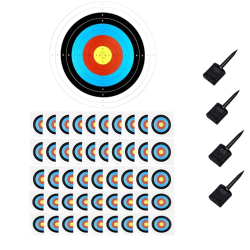 YSTrillion 50 Stück Zielscheibe Bogenschießen,4 Zielstifte,Armbrustpapier, Zielscheibe Bogenschießen Zubehör, Bogenschießen Übungspapier,Scheibenpapier für Bogenschießen(40x40 cm) von YSTrillion
