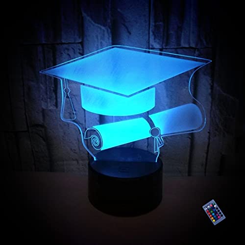 Kreative 3D Bachelor-Kappe Nacht Licht 16 Farben Andern Sich Fernbedienung USB-Strom Touch Schalter Dekor Lampe Optische Täuschung Lampe LED Lampe Tisch Kinder Brithday Weihnachten Geschenke von YTDZLTD