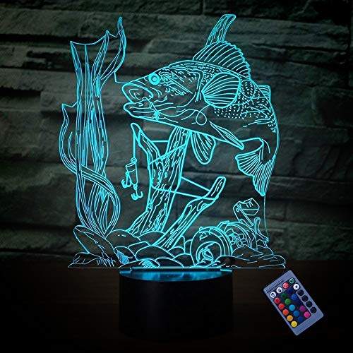 Kreative 3D Fisch Nacht Licht 16 Farben Andern Sich Fernbedienung USB-Strom Touch Schalter Dekor Lampe Optische Täuschung Lampe LED Lampe Tisch Kinder Brithday Weihnachten Geschenke von YTDZLTD