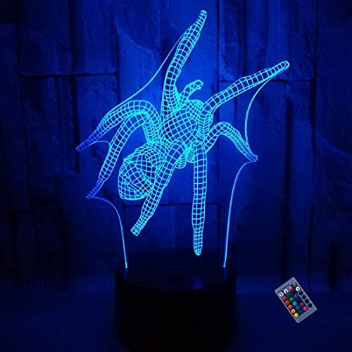 Optische Täuschung 3D Spinne Nacht Licht 16 Farben Andern Sich Fernbedienung USB-Strom Touch Schalter Dekor Lampe LED Lampe Tisch Kinder Geburtstag Weihnachten Geschenk von YTDZLTD