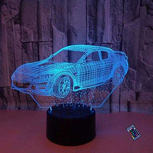 Kreative 3D Auto Nacht Licht 16 Farben Andern Sich Fernbedienung USB-Strom Touch Schalter Dekor Lampe Optische Täuschung Lampe LED Lampe Tisch Kinder Brithday Weihnachten Geschenke von YTDZLTD
