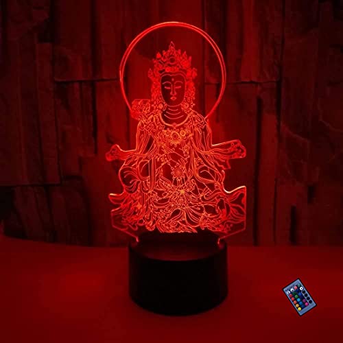 Kreative 3D Buddha Nacht Licht 16 Farben Andern Sich Fernbedienung USB-Strom Touch Schalter Dekor Lampe Optische Täuschung Lampe LED Lampe Tisch Kinder Brithday Weihnachten Geschenke von YTDZLTD