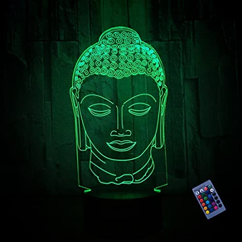 Kreative 3D Buddha Nacht Licht 16 Farben Andern Sich Fernbedienung USB-Strom Touch Schalter Dekor Lampe Optische Täuschung Lampe LED Lampe Tisch Kinder Brithday Weihnachten Geschenke von YTDZLTD