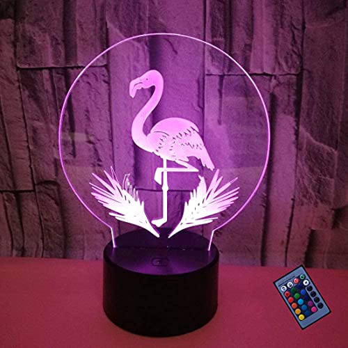 Kreative 3D Flamingo Nacht Licht 16 Farben Andern Sich Fernbedienung USB-Strom Touch Schalter Dekor Lampe Optische Täuschung Lampe LED Lampe Tisch Kind Geburtstag Weihnachten Geschenke von YTDZLTD