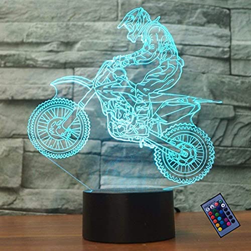 Kreative 3D Motorrad Stunt Nacht Licht 16 Farben Andern Sich Fernbedienung USB-Strom Touch Schalter Dekor Lampe Optische Täuschung Lampe LED Lampe Tisch Kinder Brithday Weihnachten Geschenke von YTDZLTD