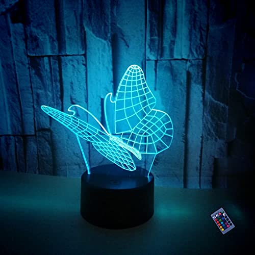 Kreative 3D Schmetterling Nacht Licht 16 Farben Andern Sich Fernbedienung USB-Strom Touch Schalter Dekor Lampe Optische Täuschung Lampe LED Lampe Tisch Kinder Brithday Weihnachten Geschenke von YTDZLTD