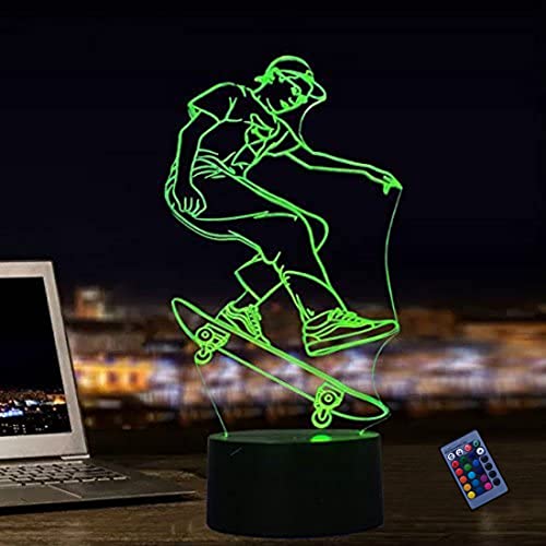 Kreative 3D Skateboard Nacht Licht 16 Farben Andern Sich Fernbedienung USB-Strom Touch Schalter Dekor Lampe Optische Täuschung Lampe LED Lampe Tisch Kinder Brithday Weihnachten Geschenke von YTDZLTD