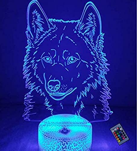 Kreative 3D Wolf Nacht Licht 16 Farben Andern Sich Fernbedienung USB-Strom Touch Schalter Dekor Lampe Optische Täuschung Lampe LED Lampe Tisch Kinder Brithday Weihnachten Geschenke von YTDZLTD