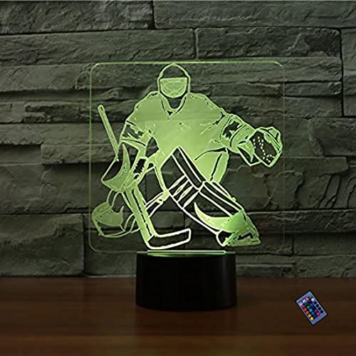 Optische Täuschung 3D Eishockey Nacht Licht 16 Farben Andern Sich Fernbedienung USB-Strom Touch Schalter Dekor Lampe LED Lampe Tisch Kinder Brithday weihnachten Geschenk von YTDZLTD