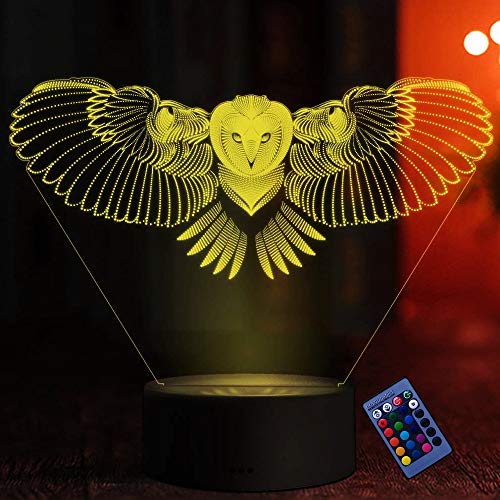 Optische Täuschung 3D Eule Nacht Licht 16 Farben Andern Sich Fernbedienung USB-Strom Touch Schalter Dekor Lampe LED Lampe Tisch Kinder Geburtstag Weihnachten Geschenk von YTDZLTD