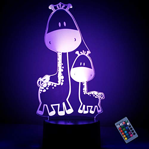 Optische Täuschung 3D Giraffe Nacht Licht 16 Farben Andern Sich Fernbedienung USB-Strom Touch Schalter Dekor Lampe LED Lampe Tisch Kinder Brithday weihnachten Geschenk von YTDZLTD