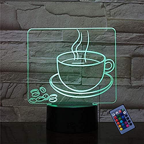 Optische Täuschung 3D Kaffee Tasse Nacht Licht 16 Farben Andern Sich Fernbedienung USB-Strom Touch Schalter Dekor Lampe LED Lampe Tisch Kinder Geburtstag Weihnachten Geschenk von YTDZLTD