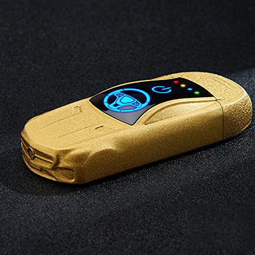 YTGZS Winddichtes Feuerzeug, USB-Aufladung, Dual-Lichtbogen-Feuerzeug, Fingerabdruck-Sensor, Sportauto-Feuerzeug, geeignet für den Senden von Verwandten und Freunden (Farbe: Goldmattiert) von YTGZS