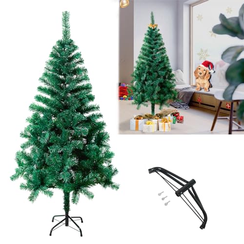 YUENFONG 150cm PVC Künstlicher Weihnachtsbaum Grün Schnellaufbau Klapp Tannenbaum mit Ständer Weihnachtsdeko Baum(Grün, 150cm) von YUENFONG