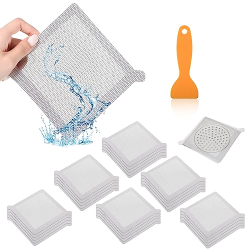 30 Stück Abflusssieb Haarsieb Dusche Abflussabdeckung für Badezimmer Abfluss Haarfänger Duschabfluss Mesh Aufkleber Boden Abfluss Quadrat Abflussschutz Aufkleber Abflusssieb für Duschen Badewannen von YUFFQOPC