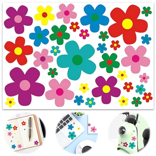 Aufkleber Blumen, Prilblumen Sticker Aufkleber Fahrrad Wasserfeste Sticker, Aufkleber-Set Blumen Fahrrad Aufkleber Blumen Auto Sticker für Fahrrad Laptop Auto Motorrad Handy Notizbuch (mehrfarbig) von YUFFQOPC