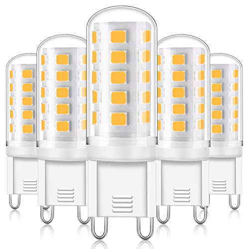 YUIIP 4W G9 LED Lampen 3000K Warmweiß, Ersatz für 28W 33W 40W G9 Halogenlampe, Kein Flackern LED G9 Leuchtmittel, Nicht Dimmbar 360 Grad Winkel G9 LED Glühbirne, 5er Pack von YUIIP