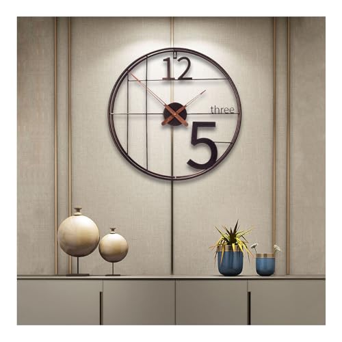 Wanduhr Groß Ohne TickgeräUsche Moderne Einfache Mode Metall Clock Mit Klassische Arabische Ziffer Hängeuhr FüR Wohnzimmer, KüChe, Schlafzimmer - 50 cm von YUN Clock