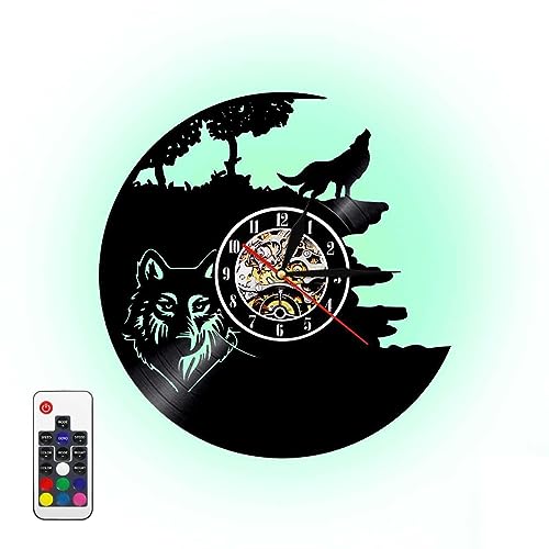 YUN Clock Vinyl-wanduhr 3D Design-Uhr Wand-deko Totenkopf Mit Kopfhörern Form, Led-nachtlichtfunktion, Dekorieren Sie Ihr Zuhause Mit Dekor Vintage Kunst 30cm von YUN Clock