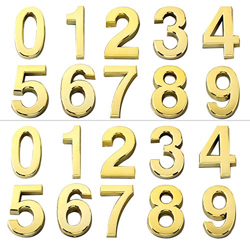 20 Stück Hausnummer aus selbstklebend YUTOU 2 set gesamt Mailbox Nummer Adresse Nummern Türnummer Zimmernummer für Haus Hotel Tür Adresse Briefkasten (0~9, Golden) von YUTOU