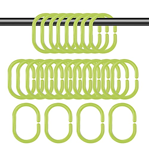 24 Stücke Duschringe für Duschvorhang YUTOU Ringe in C-Form Duschvorhangringe aus Kunststoff Duschvorhang Haken für Badezimmerdusche Fensterstange(Grün) von YUTOU