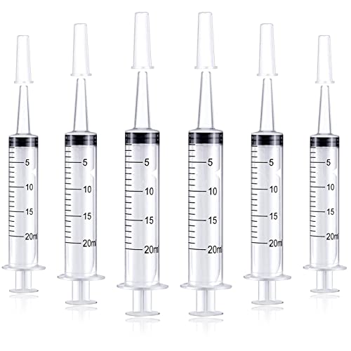 6 Stück 20ml Spritzen mit Deckel YUTOU Dosierspritze Kunststoffspritze Steril Ohne Nadel für wissenschaftliche Labors, Flüssigkeitsmessung und -abgabe, Tierfütterung, Pflanzenbewässerung von YUTOU