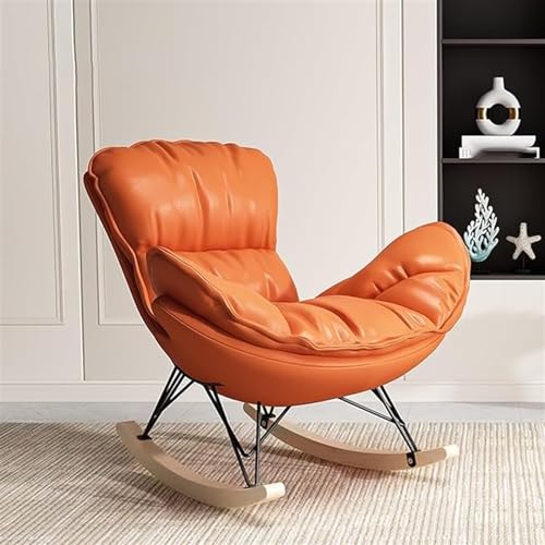 Indoor-Schaukelstuhl Schlafzimmer Bequemer Stuhl Gleitschaukelstuhl Lounge-Sessel Innenbereich mit 137Kg Stützkraft mit Gepolstertem Kissen for Lesen for Schlafzimmer, Wohnzimmer ( Color : Orange ) von YXCUIDP