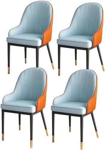 YXCUIDP Küchen Esszimmerstühle 4er-Set Moderne Wohnzimmerstühle PU-Leder mit Hoher Rückenlehne Und Weichem Sitz Und Metallbeinen Küchen-Loungesessel (Color : A) von YXCUIDP